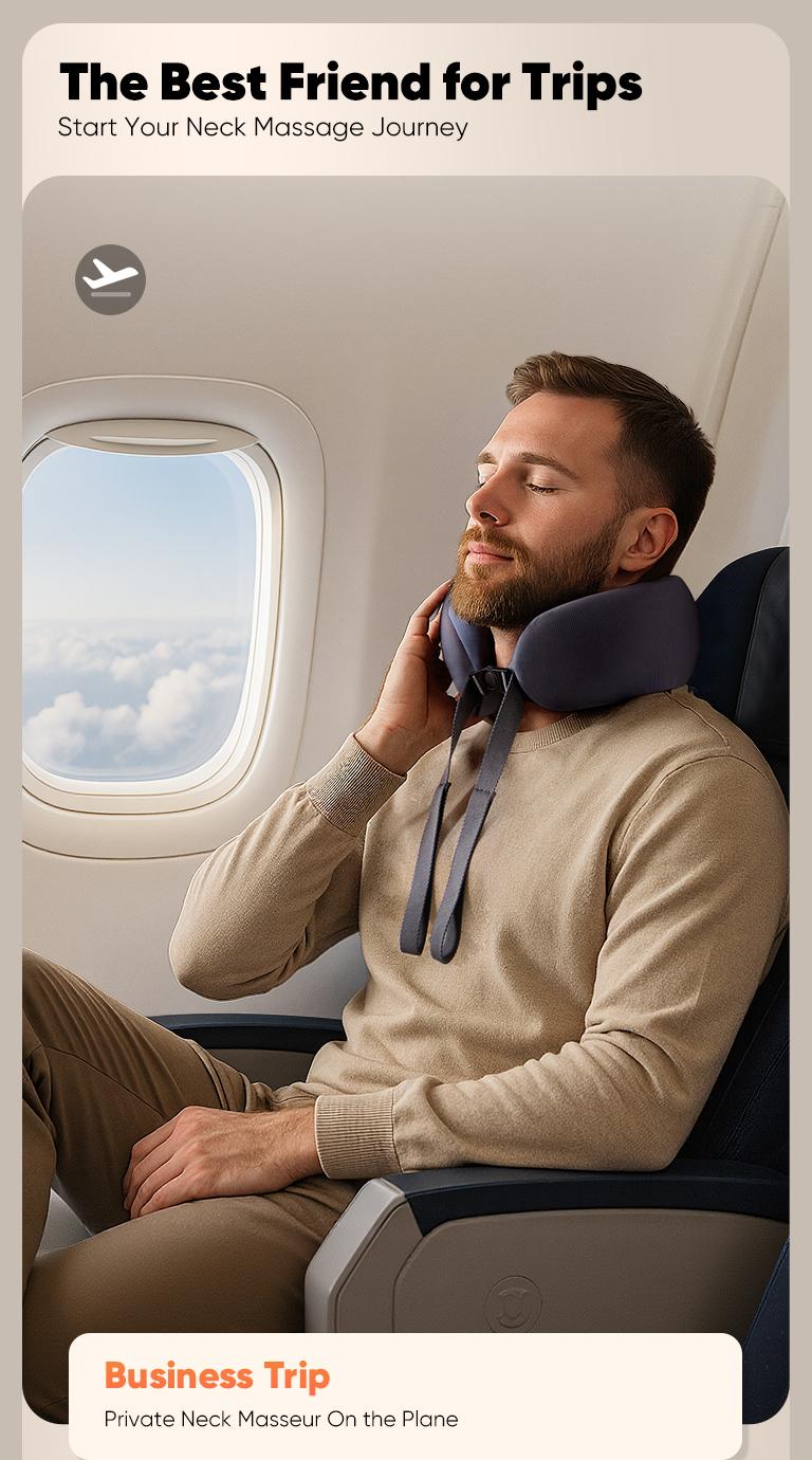 CINCOM U-Shaped Neck Massager Pillow（Midnight Blue） for Cervical Support, with Soothing Heat & Kneading, 360° Memory Foam Support, Cordless, Rechargeable & Portable, Perfect Gift for Black Friday, Thanksgiving, Christmas, Birthdays & More