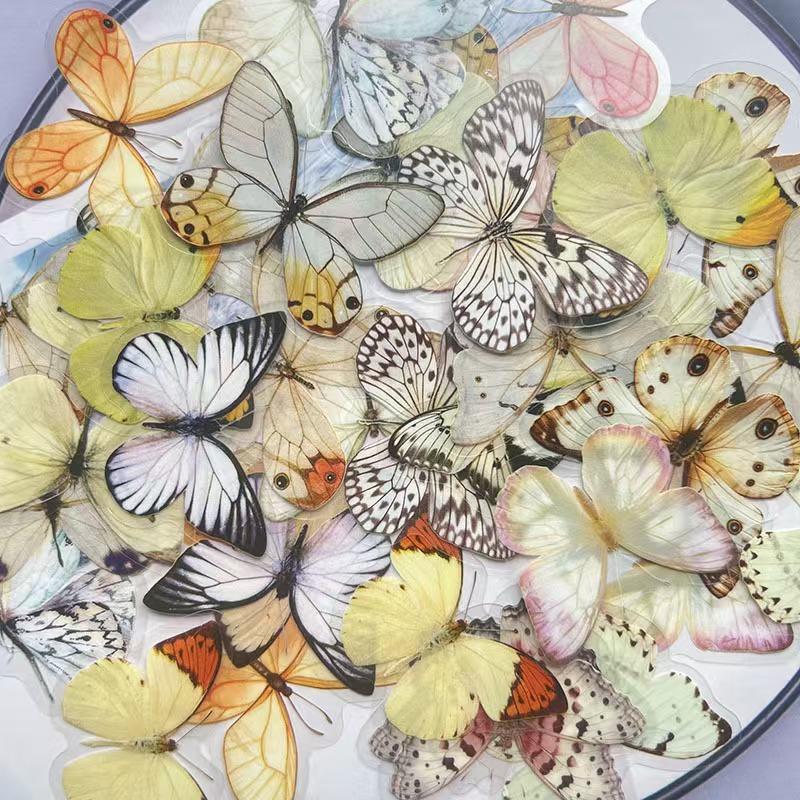 Cute Butterfly Sticker Pack, 40 Pcs Pet Transparent Waterproof DIY Decorative Stickers, Perfect for Water Cups and Crafts