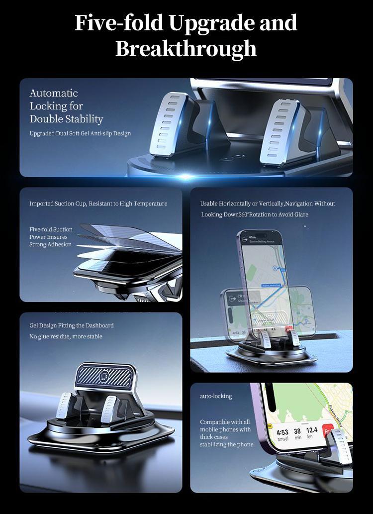 Hinged Phone Holder for Car Dashboard Mount, Cell Phone Holder for Car with 360° Rotation, Adjustable Angle, Non-Slip Plastic Suction Cup Base, Horizontal/Vertical Viewing, Navigation Bracket, Simple Install Plastic Component Hinged Phone Holder for Car Dashboard Mount, Cell Phone Holder for Car with 360° Rotation, Adjustable Angle, Non-Slip Plastic Suction Cup Base, Horizontal/Vertical Viewing, Navigation Bracket, Simple Install Plastic Component