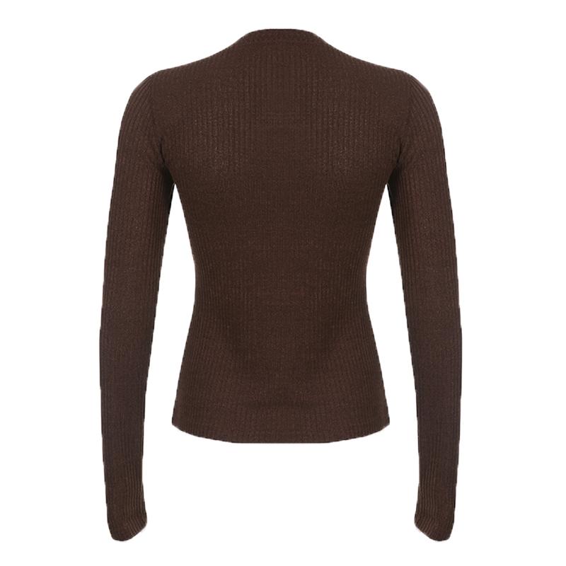 Women's Contrast Lace Button Front T-shirt Blouse,  Casual Long Sleeve Ribbed Top For Spring & Fall, Women's Clothes