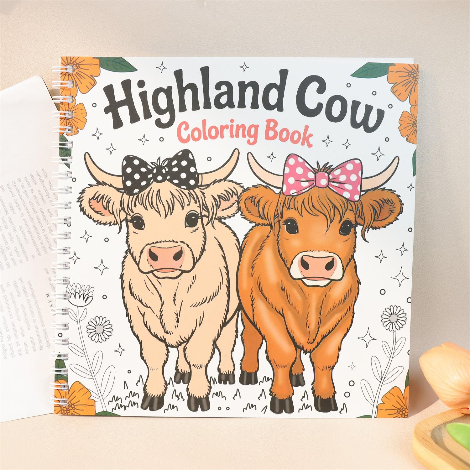 Luxury Scottish Highland Cow Design Spiral Notebook, 24 Pages, Festive Decor, Creative Expression, Christmas Gift, Durable Binding