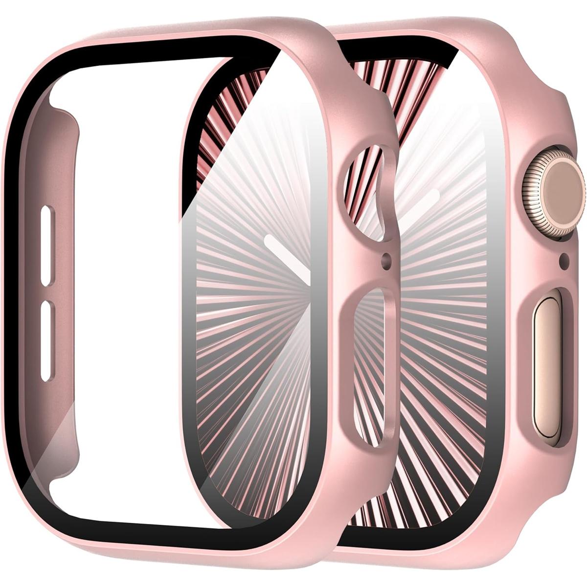 Built-In Tempered Glass Screen Protector, All-Around Hard PC Protective Watch Case Ultra-Thin Cover for Apple Watch Series Ultra/SE/11/10/9/8/7/6/5/4, 38/40/41/42/44/45/46/49 mm, Smart Watch Accessory, Smartwatch Accessories, Protection, Wearable