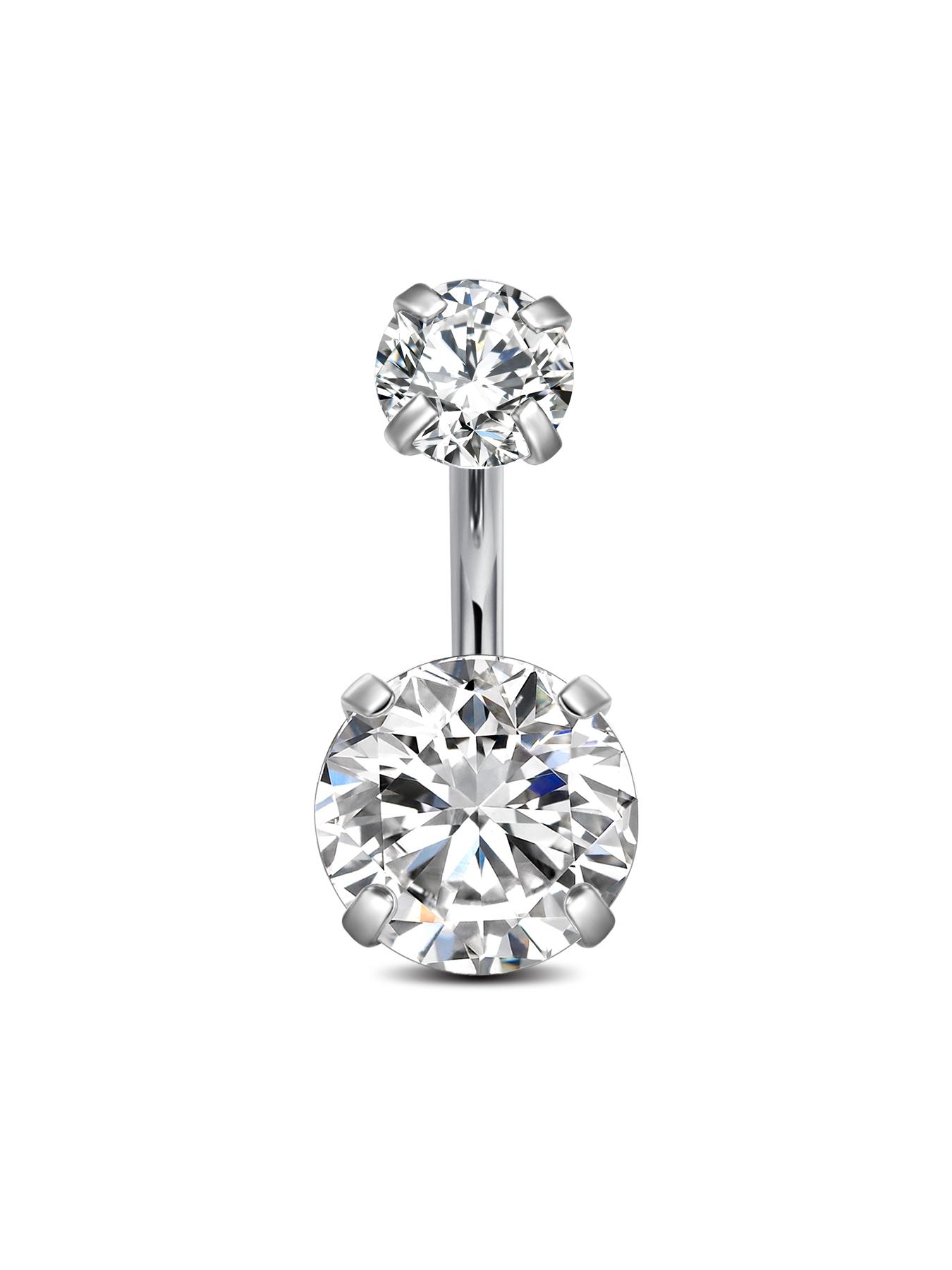 14Gauge Belly Button Rings, G23 Titanium Alloy Cubic Zirconia Navel Barbell Rings Body Piercing Jewelry 6/8/10/12/14/16mm