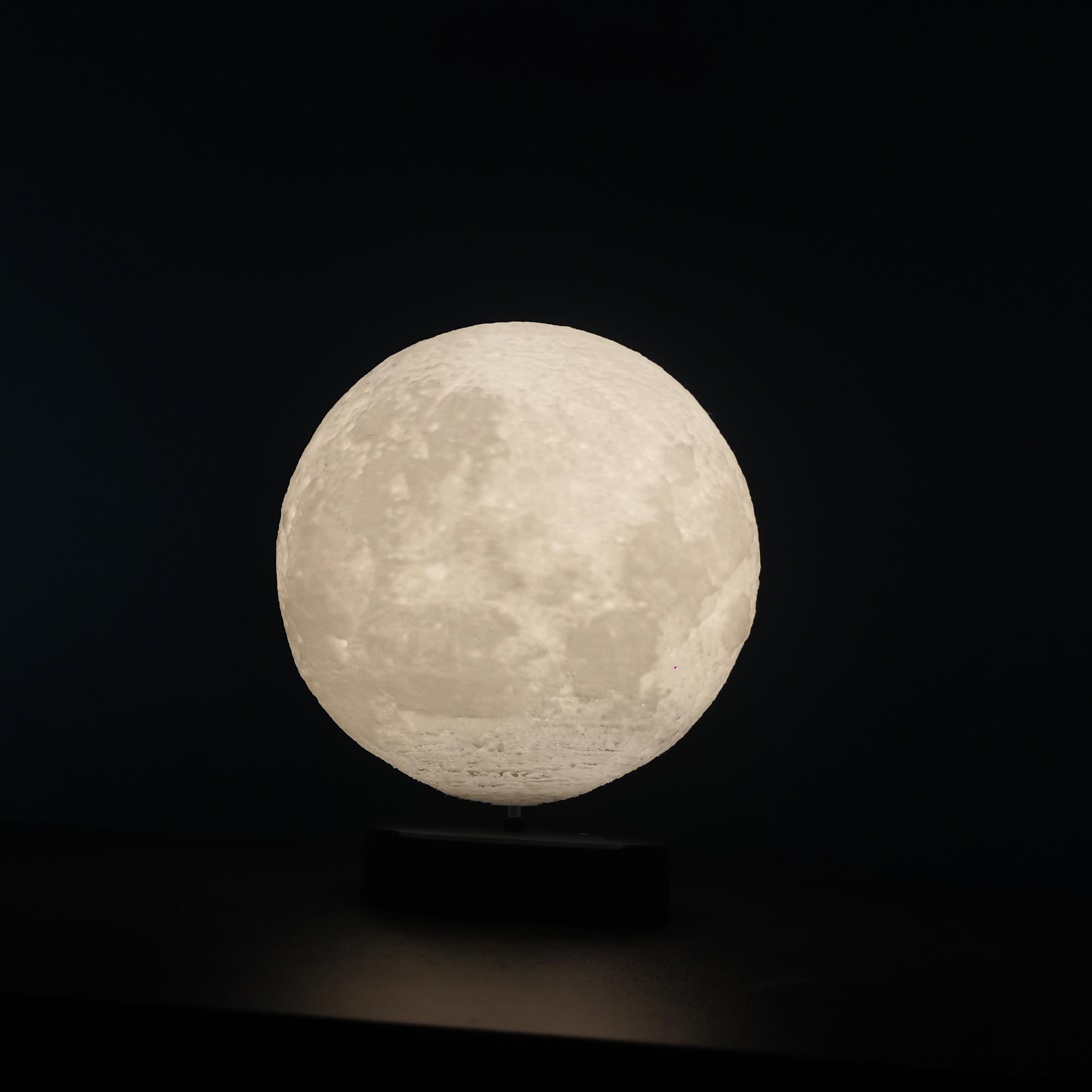 Floating Moon Lamp Night Light Touch Switch Light Sensor Slow Rotation Wireless Power 3D Printed Ball Three Color Lights Decorative Light Desk Decor Gift