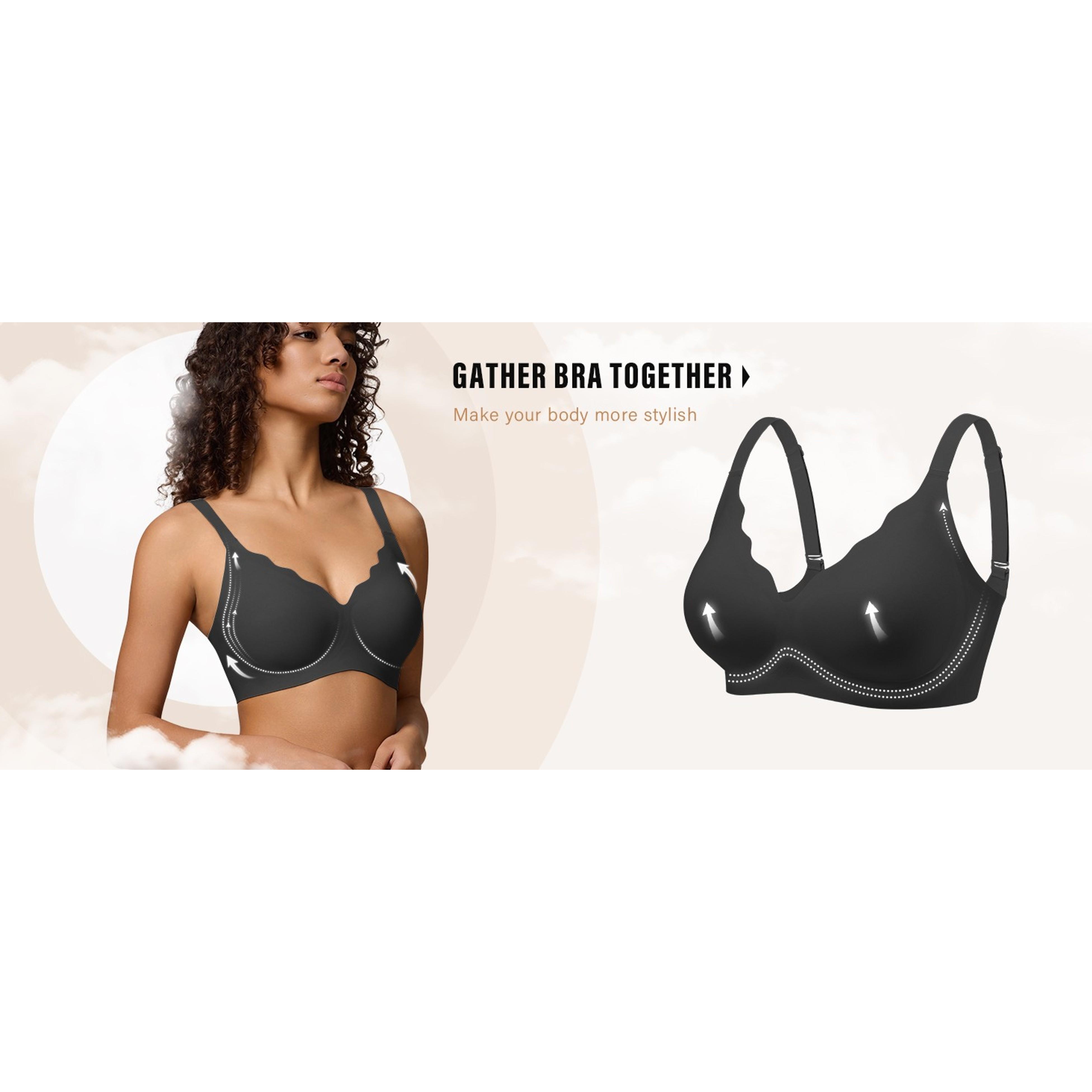 Women's Seamless Wireless Bra with Support - No Underwire Full Coverage Push Up Comfort Bras - Back Fat Smoothing BralettesGift