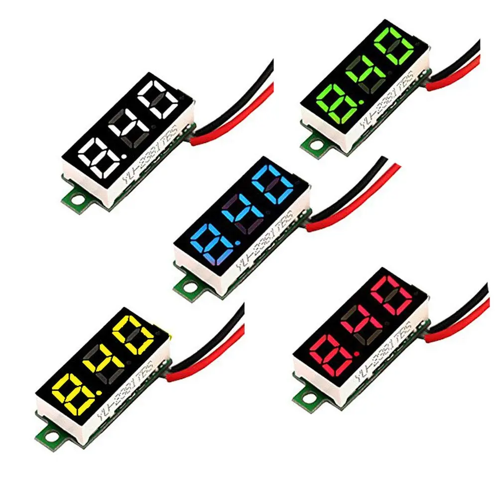 Tester, 2.5V-30V Mini Digital DC Voltmeter, 5 count | 0.28 Inch Blue/ Yellow/ Red/ Green/ White LED Readout Display, Led Display Screen, Dc 2.4–30V