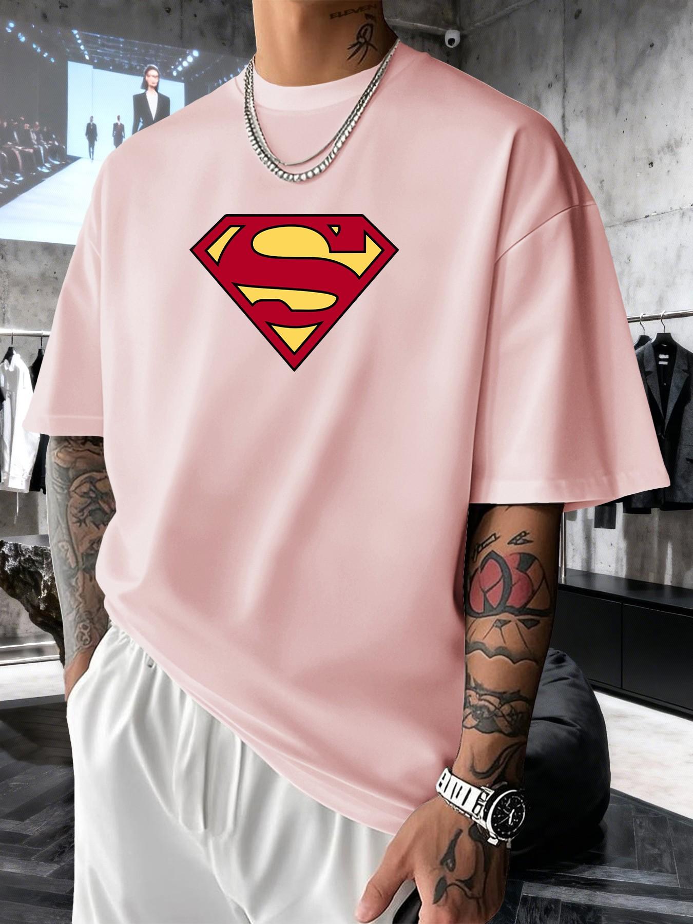Superman S Classic Logo Men's Fashion Short Sleeve Round Neck Casual Summer T-Shirt, Perfect for Daily Wear