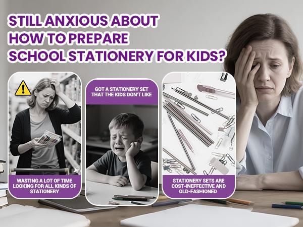 JoyCat Unicorn/Dinosaur School Supply Kit, 46 pcs Back to School Essential, Art Supplies & Refillable Tools, Ideal Kids Stationery Set for Girls Boys