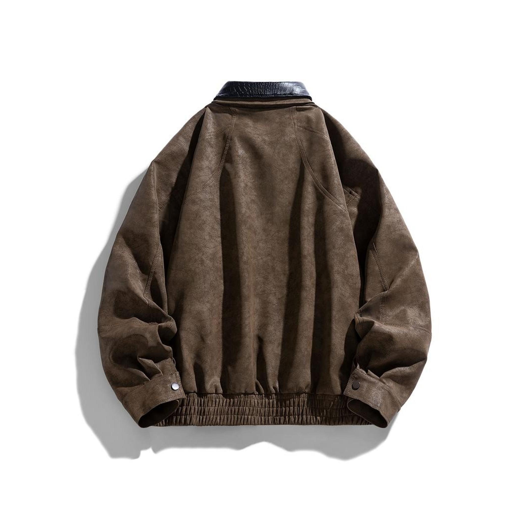 Men's Solid Color Motorcycle Jacket, Regular Fit Casual Comfy Long Sleeve Baseball Collar Outerwear for Daily Wear, Men's Clothing for Fall & Winter, Coats