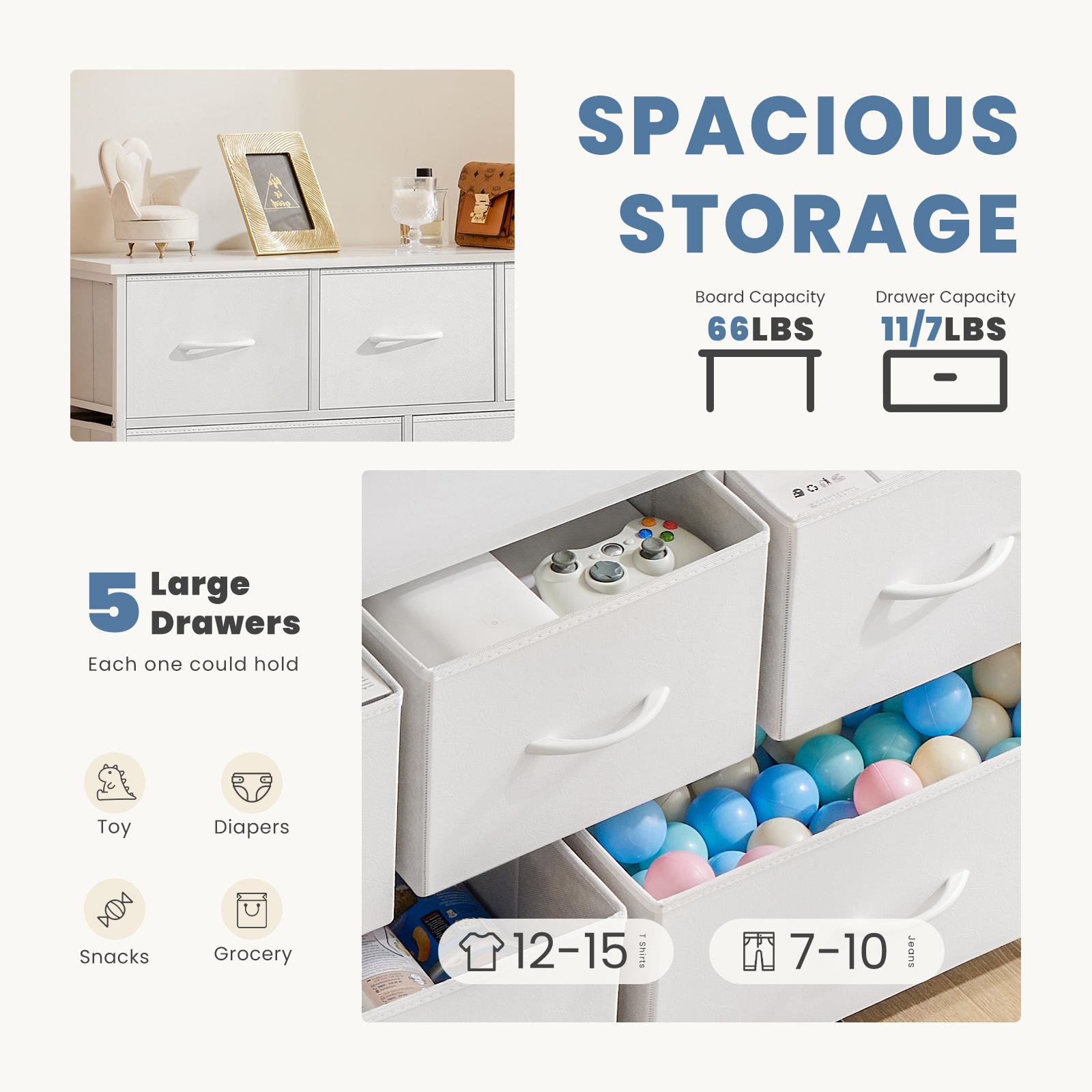 Fabric Storage Cabinet with 5 Drawers | Dressing Table TV Unit with Small Wardrobe for Bedroom & Living Room furniture indoor Organization Aesthetic Modern Design Interior