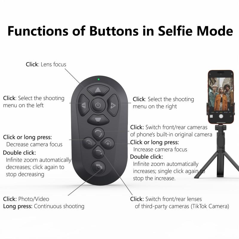 Bluetooth-compatible Remote Control for Short Videos, Page Turning, Volume Control, Camera Shutter, Multi-System Hands-Free Phone Handle, 2026 Upgrade Version