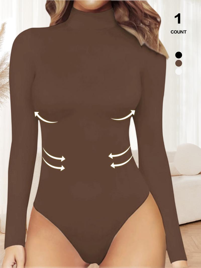 2026Women's Long Sleeve Turtleneck Bodysuit Thermal Compression Jumpsuit Shapewear Base Layer Top