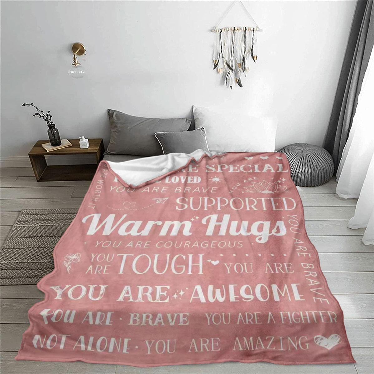 Letter Pattern Flannel Blanket, 1/2 Count Soft Throw Blanket, Air Conditioning Room Blanket, Suitable for Home and Office Warm Nap Blanket, Gift for Lovers