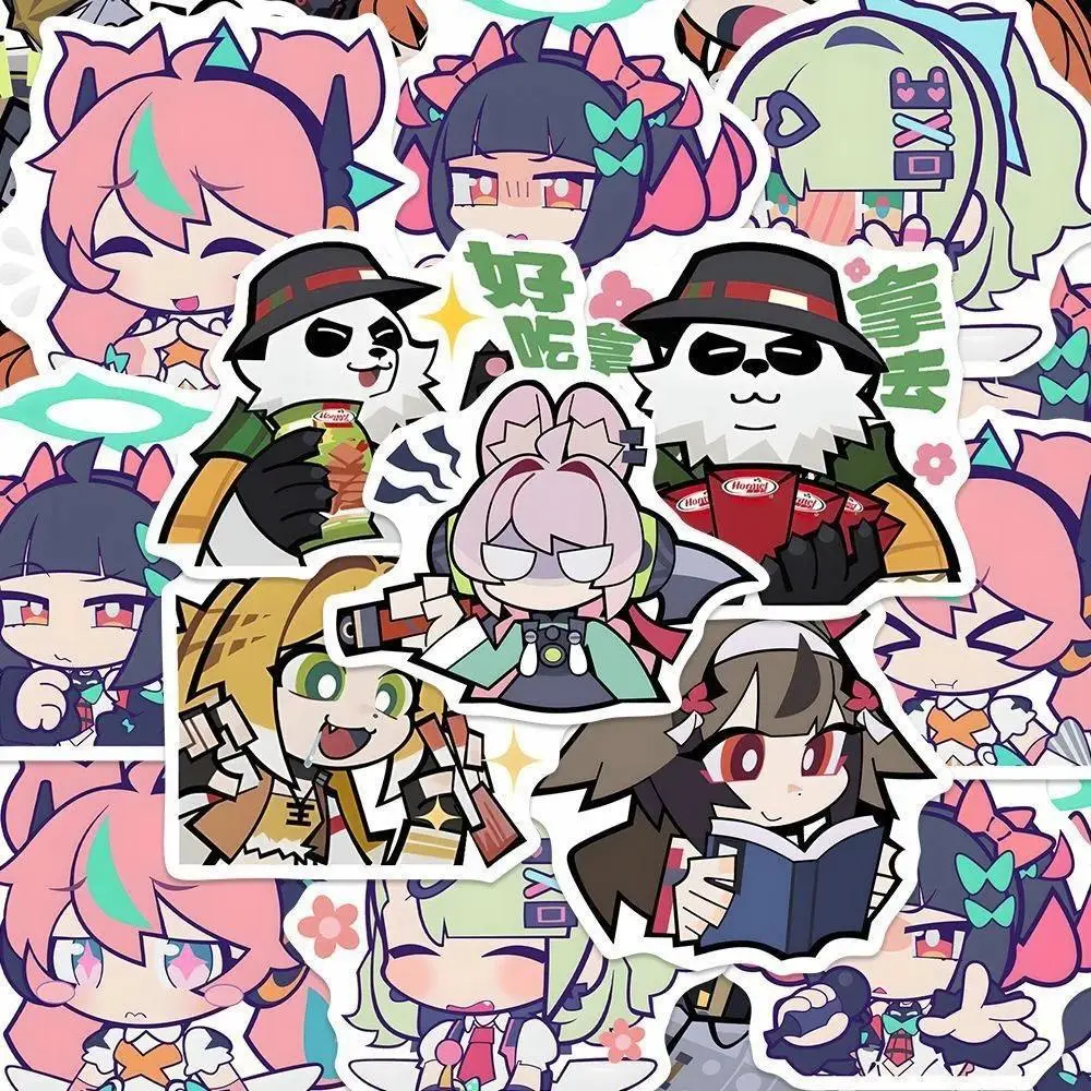 50PCS Polyester Anime Decal Set - Zenless Zone Angels of Delusion, Nangong Yu, Aria, Sunna Chibi Art Designs - Waterproof Unisex Stickers for Skateboard, Luggage - DIY Toys & Hobbies Gifts for Anime Fans