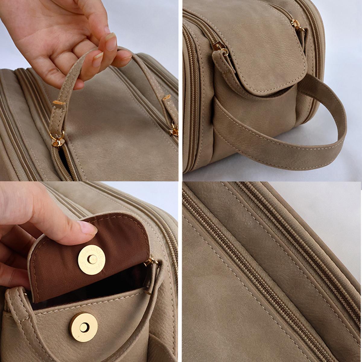 Large Capacity Cosmetic Bag Makeup Toiletries Organizer PU Leather Portable Travel Toiletry Pouch Women Makeup Storage Bags