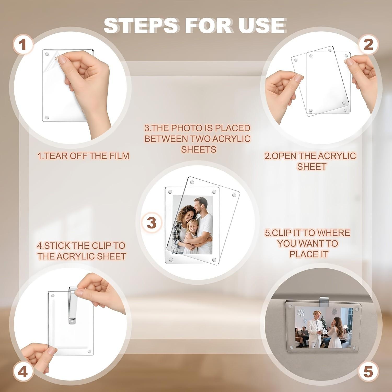 2‑Pack Car Sun Visor Photo Frame Clips Acrylic Random Colors Fits 6×9in Photos Customizable Car Decor Gift