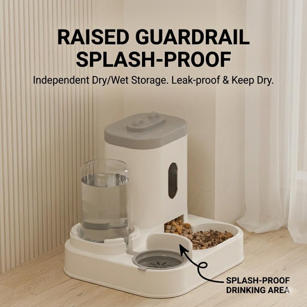 Cute 2-in-1 Automatic Cat Feeder & Water Dispenser  Portion Control Pet Bowl