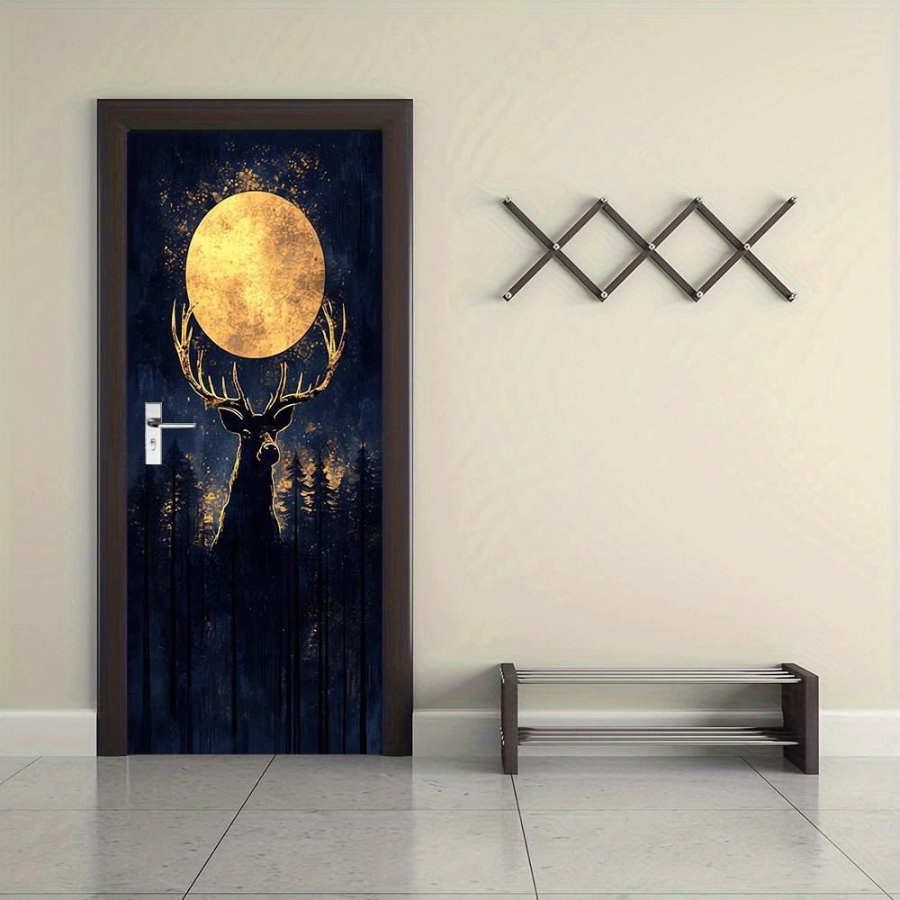 2pcs   Vintage Moonlight Deer Head Wall Sticker Nordic Style Removable Self Adhesive Waterproof Vinyl Decal for Living Room Bedroom Home Decor Art Mural Animal Pattern Wall Decoration Modern Minimalis