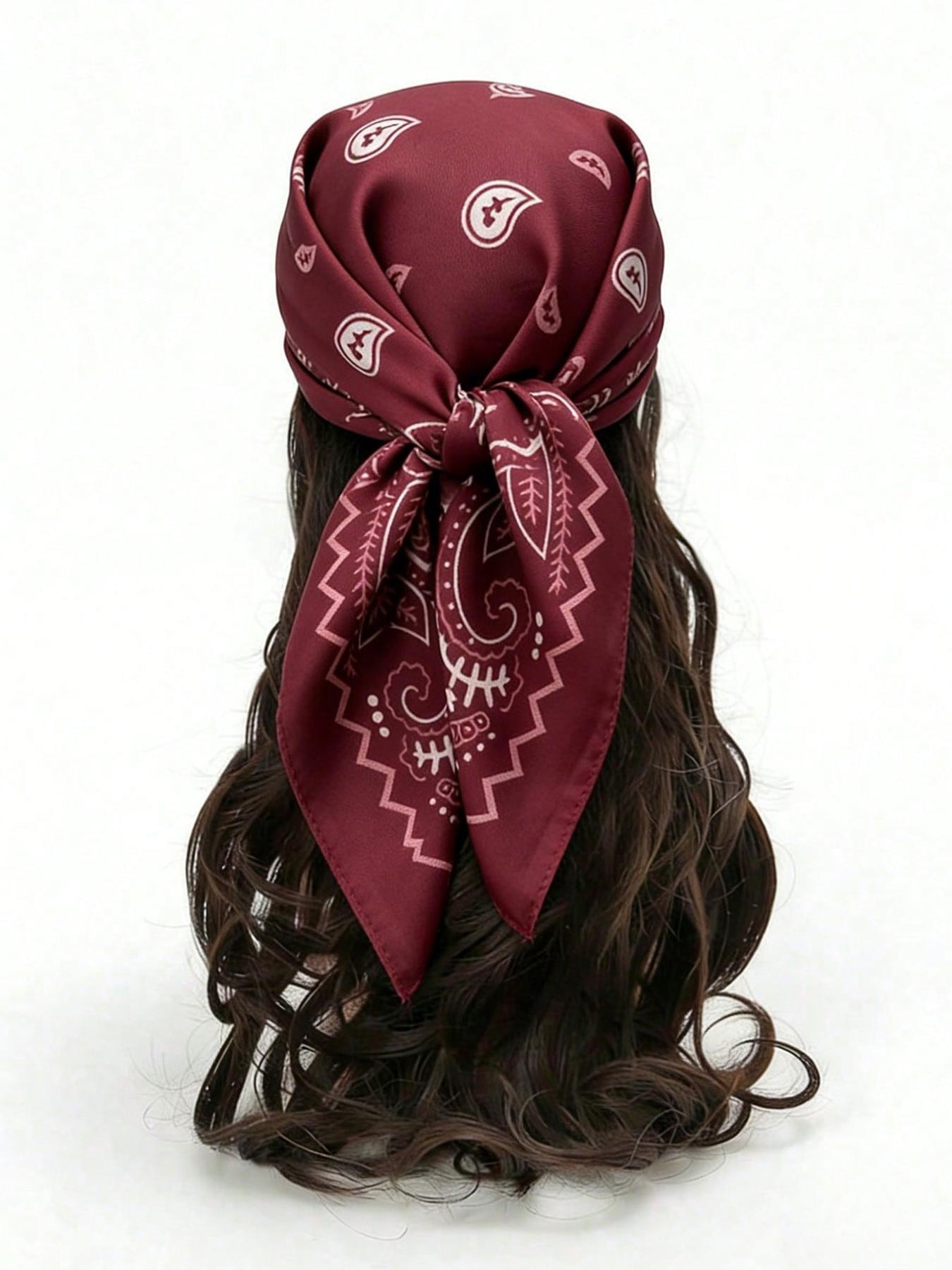 Luxury Square Scarf For Women Ladies Paceley Hijab 70*70cm Elegant Neckerchief Bandanas Soft Stain Faux Silk Scarves Shawl Warps Paisley Print Scarf Fashion Shawl Wrap