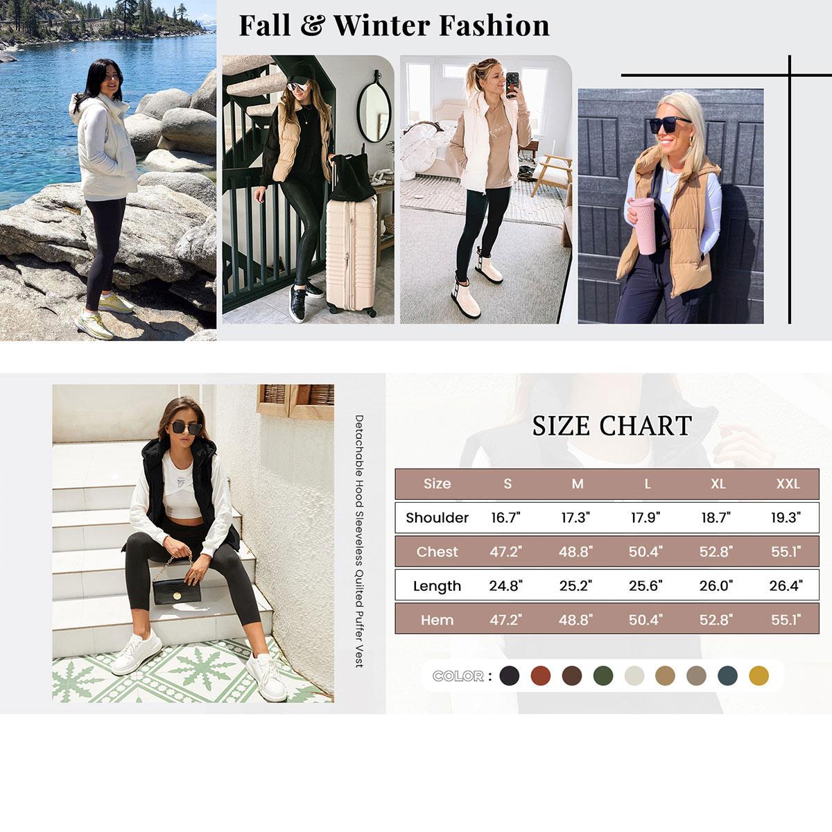 YeeZaa Women's Puffer Vest with Removable Hood 2025 TikTokShopHolidayHaul Christmas Sleeveless Full Zip Quilted Down Jacket Womenswear Chic zip  up