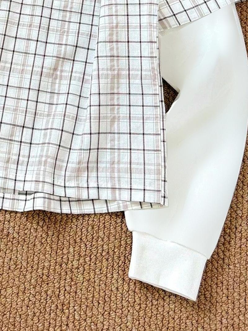 Unisex Free Print Plaid Shirt, Two-Piece Design with Vintage Graphics, Soft Button-Down for Grunge Style and Daily Wear