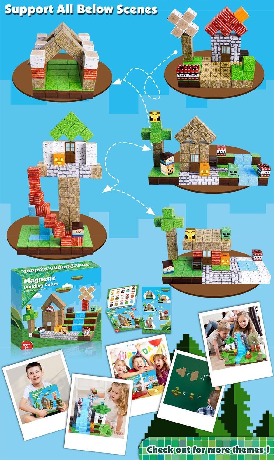 Magnetic Blocks-200PCS Create My Own Crafts ，Magnetic Building Blocks Magnetic Tiles Stacking, Build -Magnet World Set, STEM Montessori Sensory Toys magnet blocks，Valentine's Day Gifts, Boyfriend Gifts Outdoorfun