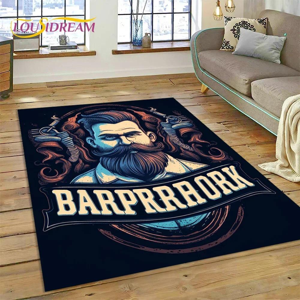 Vintage Barbershop Portrait Flannel Area Rug - Retro Hairstyle Salon Print Soft Mat for Barber Shop & Home, Non-Slip Man Cave Decor#BarbershopRug #VintagePortraitMat #RetroSalonDecor #ManCapeCarpet #NonSlipFlannelRug