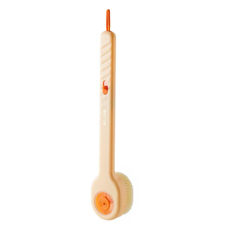 Liquid-Filled Long Handle Bath Brush With Soft Bristles, Body Wash Dispenser Back Scrubber, Multi-Purpose Shower Exfoliating Tool For Full Body Cleaning & Dead Skin Removal, Bathroom Supplies, Bathroom Essentials