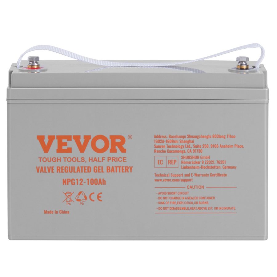 VEVOR 12V 100AH AGM Deep Cycle Batteries, 800A Low Self-Discharge Secondary Rechargeable Battery with Terminal Posts, for Boat, Solar Off-Grid Systems