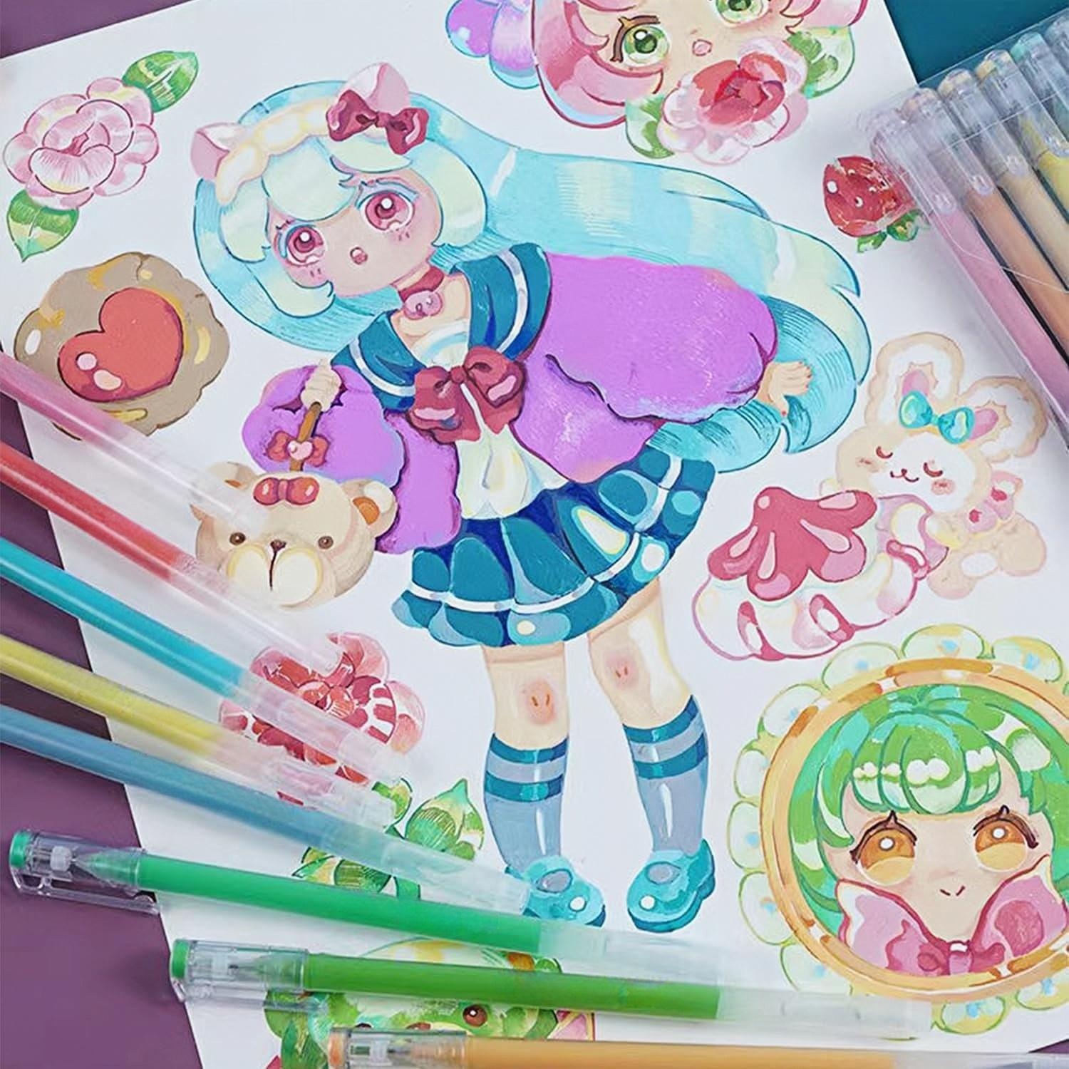 Gel Pen Set, 9 Counts/box Journal Coloring Pen, Assorted Rainbow Colors Pen Set for Adults Journal Coloring Calligraphy, Made for Everyday Writing, Journals, Drawing, Coloring Book Markers