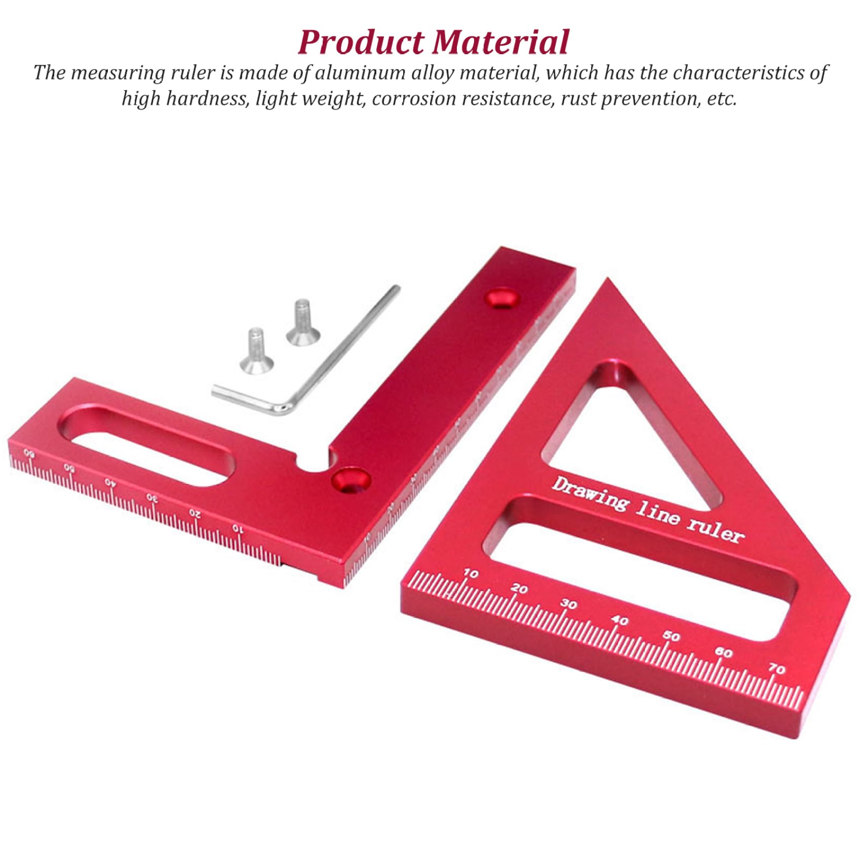 Three-Dimensional Multi-Angle Measuring Ruler, 45/90 Degree Aluminum Alloy Woodworking Square Protractor, High Precision Layout Tool, Caliper Type, Drawing Line Ruler