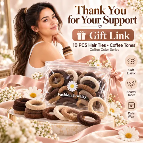 Thank You for Your Support – 10PCS Soft Elastic Hair Ties Gift, Coffee Brown Beige Neutral Ponytail Holders for Everyday Styling
