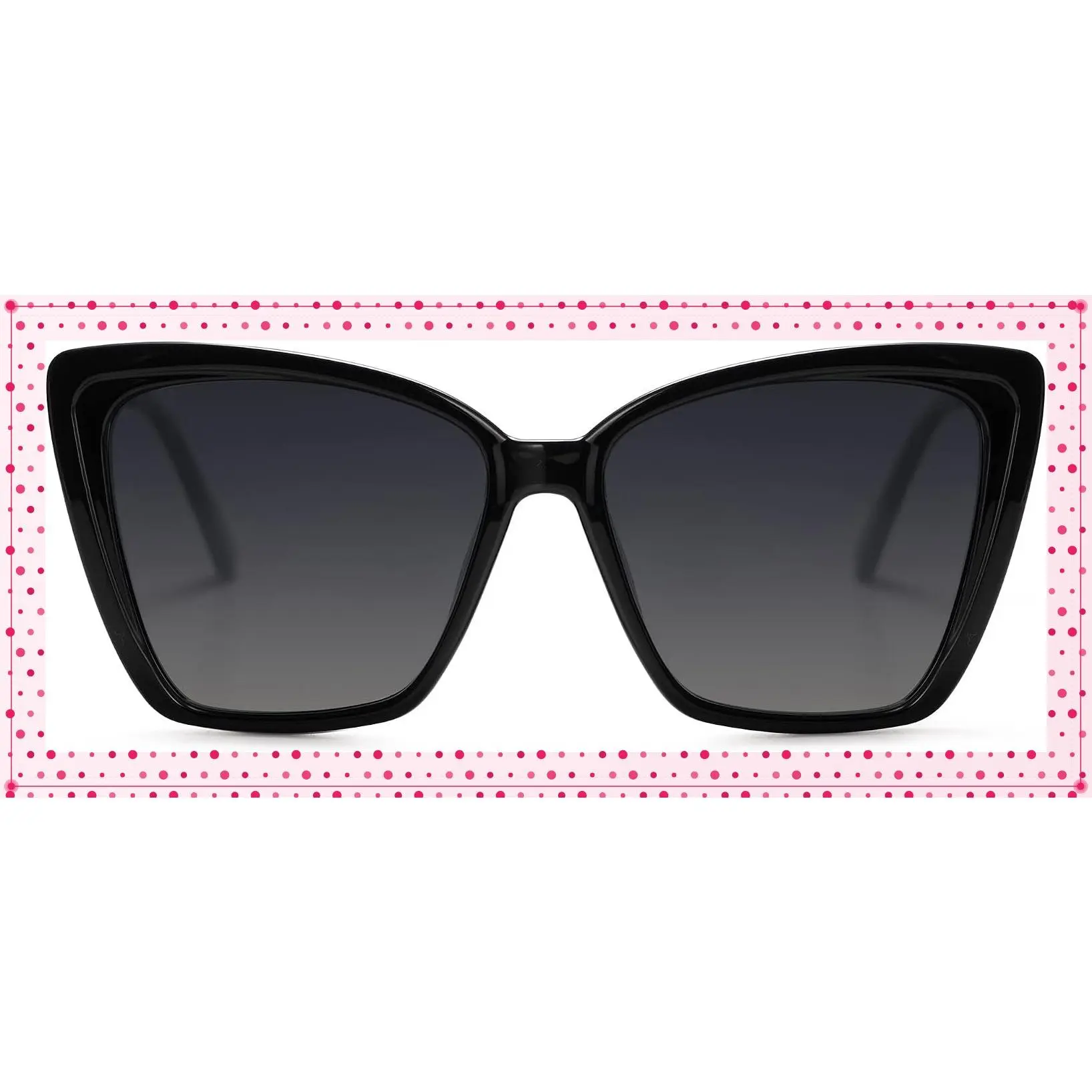 Trendy Polarized Sunglasses for Women Retro Oversized Square Cat Eye UV400 Protection Fashion Driving ShadesGift