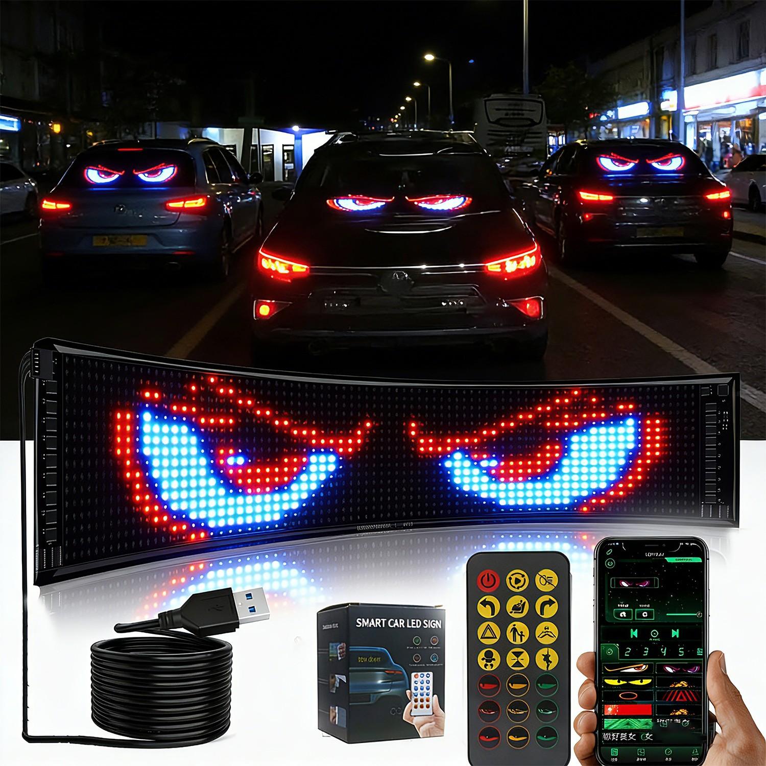 Programmable LED Flexible Screen, Car Electronic Display, Soft Screen Window Glass Decoration Light, USB Plug, APP Programming, Universal Fit, LED Lights