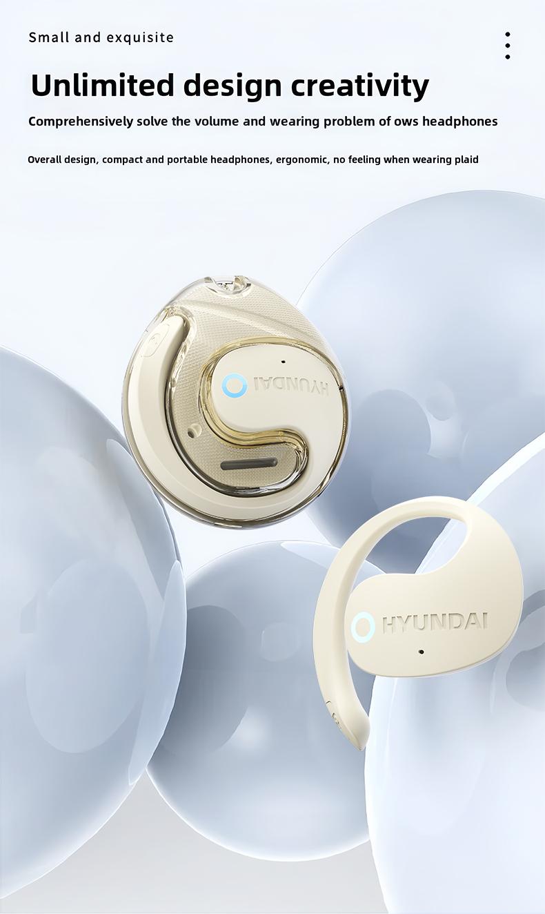 HYUNDAI X15 OWS Wireless Bluetooth Earphones,Spatial Surround Sound Headset Light-Weigh Ergonomic Design Open Ear Headphones, Long Battery Life, Compatible with Various System