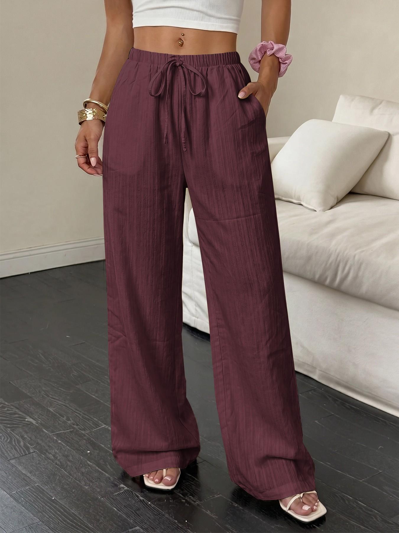 Women Wide-Leg Lounge Pants, Bottoms, 5-Pack, Autumn Winter, Comfy Fabric, Loose Fit, Drawstring Waist, Casual Home Wear, Versatile Loungewear