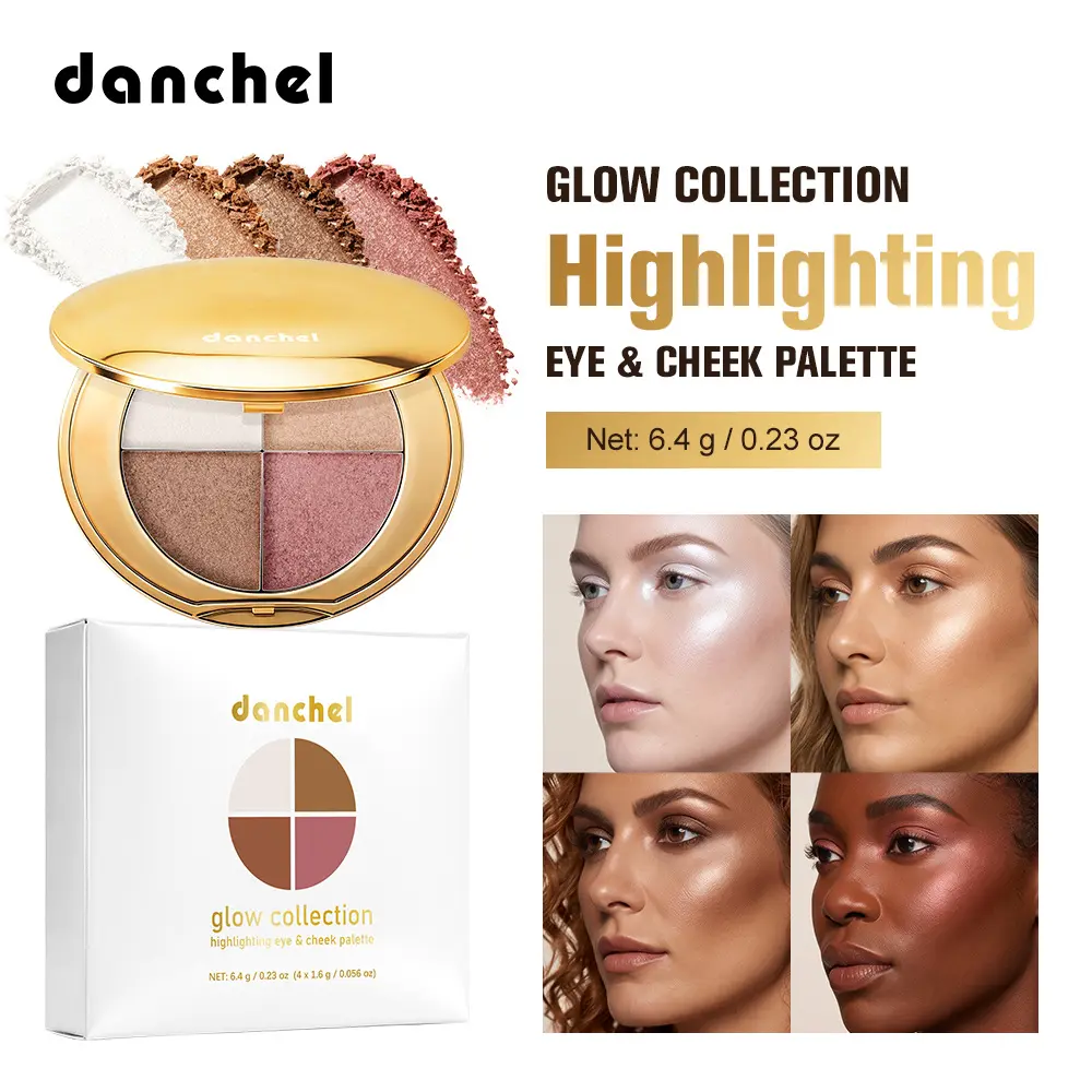 Four-Color Eye & Cheek Multi-Use Palette, Highlighting and Contouring, Versatile Makeup Tool, Enhance Your Look Effortlessly