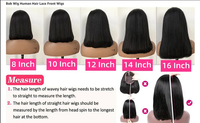 Hermsile Straight Bob Wigs Human Hair Wigs For Black Women 13x4 Straight Lace Front Wigs Human Hair Lace Front Wigs Pre Plucked HD Lace Frontal Wigs 180% Density Short Bob Wigs Natural Color 10 inch