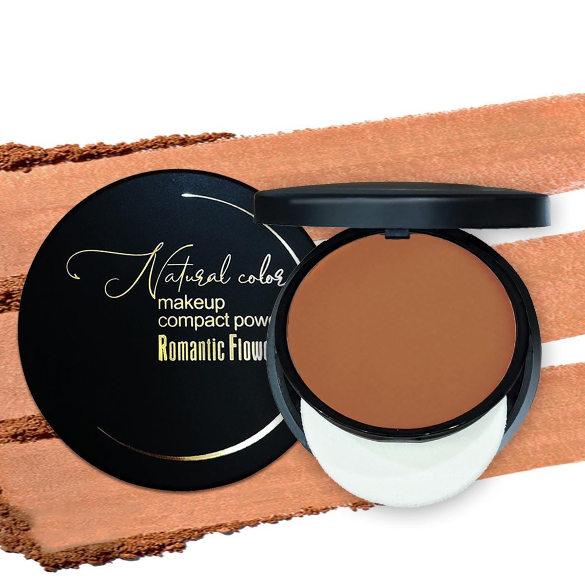 Dark Setting Powder Cake Waterproof Full Coverage Makeup, Natural Finish with Brush, Perfect for Parties and Events, Easy to Carry
