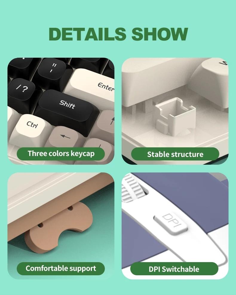 Km100 Wired Keyboard Mouse Set, Mouse Combo, Home & Office Use, USB Interface, Compatible with Windows System, Fashion Color Block Gift