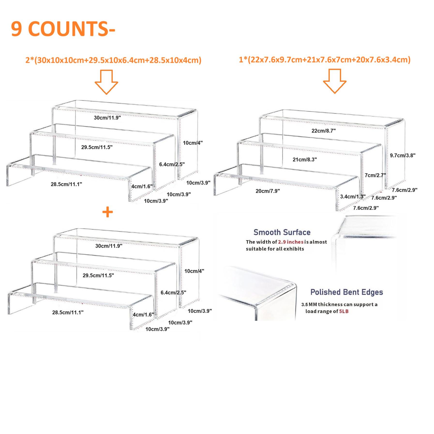 Rectangular transparent acrylic display stand, transparent multi-layer rack, suitable for weddings, business gatherings, tea breaks - cup cakes, sushi, a stylish and practical transparent plastic pastry rack (3/6/9 Pack)