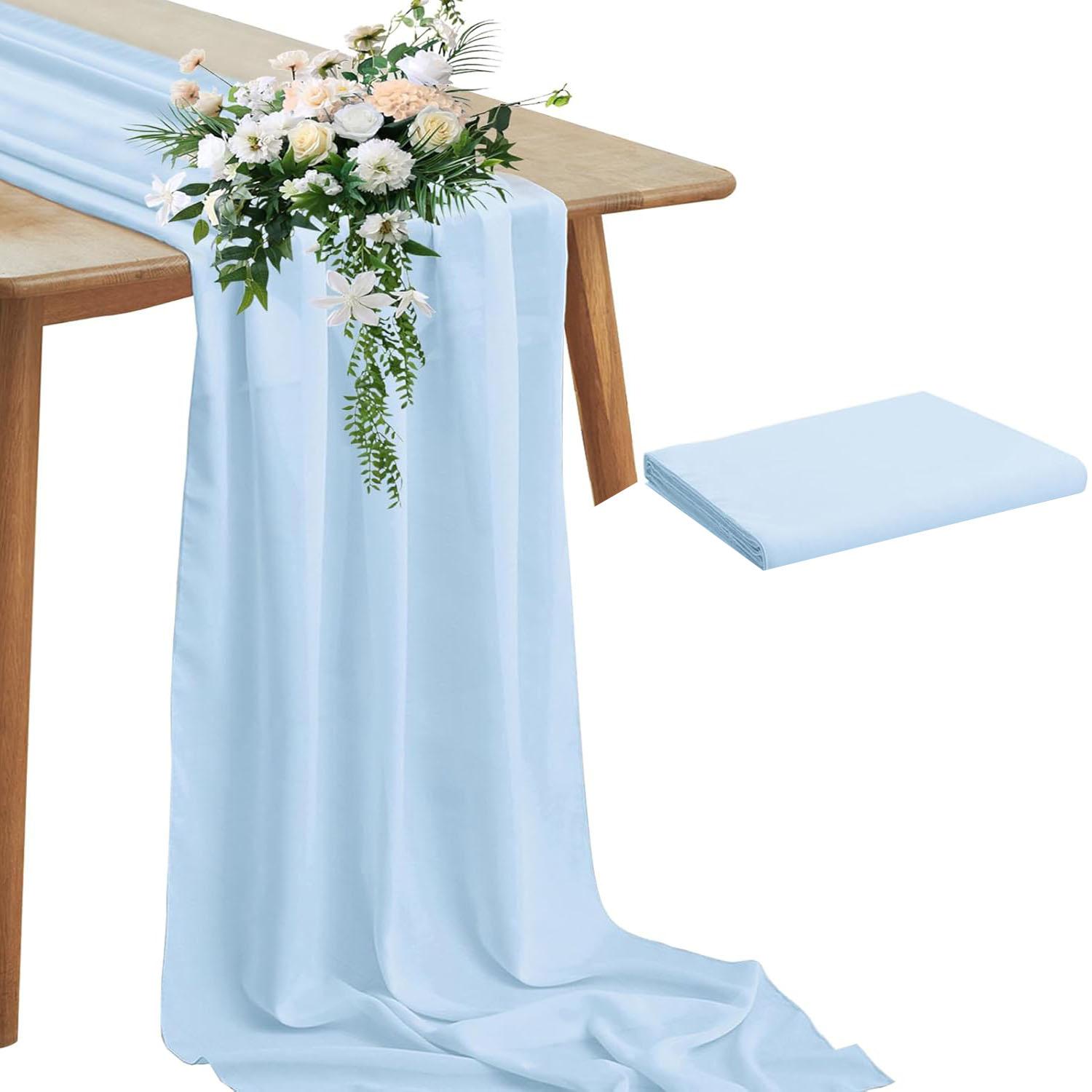 Solid Color Table Runner, Modern Simple Chiffon Table Runner, Decorative Tablecloth for Home Kitchen Dining Room Wedding Party