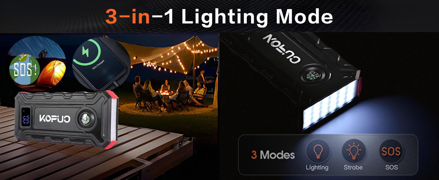 KOPUO 12V 3000A Portable Multifunctional Car Jump Starter with Smart Clamp & International Warranty Perfect for Urban Commuters and Outdoor Adventurers StarterBattery Pack - Vehicle Truck battery jump pack