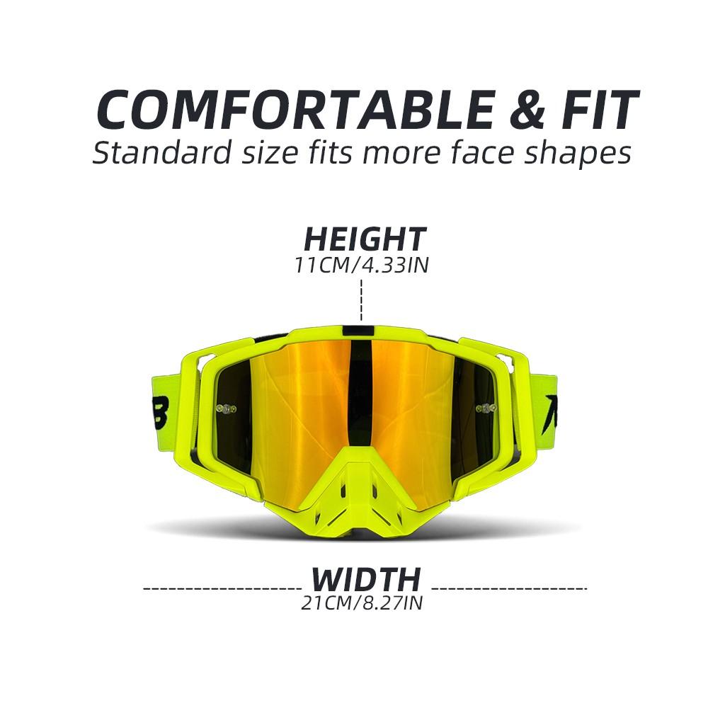 NAFEIB Universal OTG Goggles, Wear over Glasses, Durable, Dust-Proof, Breathable, Adjustable, Ideal for Motorcycle, Skiing, Atvs, Biking