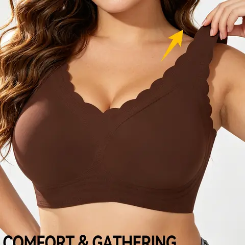 Women's Seamless Wireless Jelly Bra Underwear, Womenswear, Medium Support, Soft Comfort, Casual Fashion, Full Coverage, Buckleless Design, Fit, All Seasons, Seamless Knitted Bra, Wireless Compression Bras