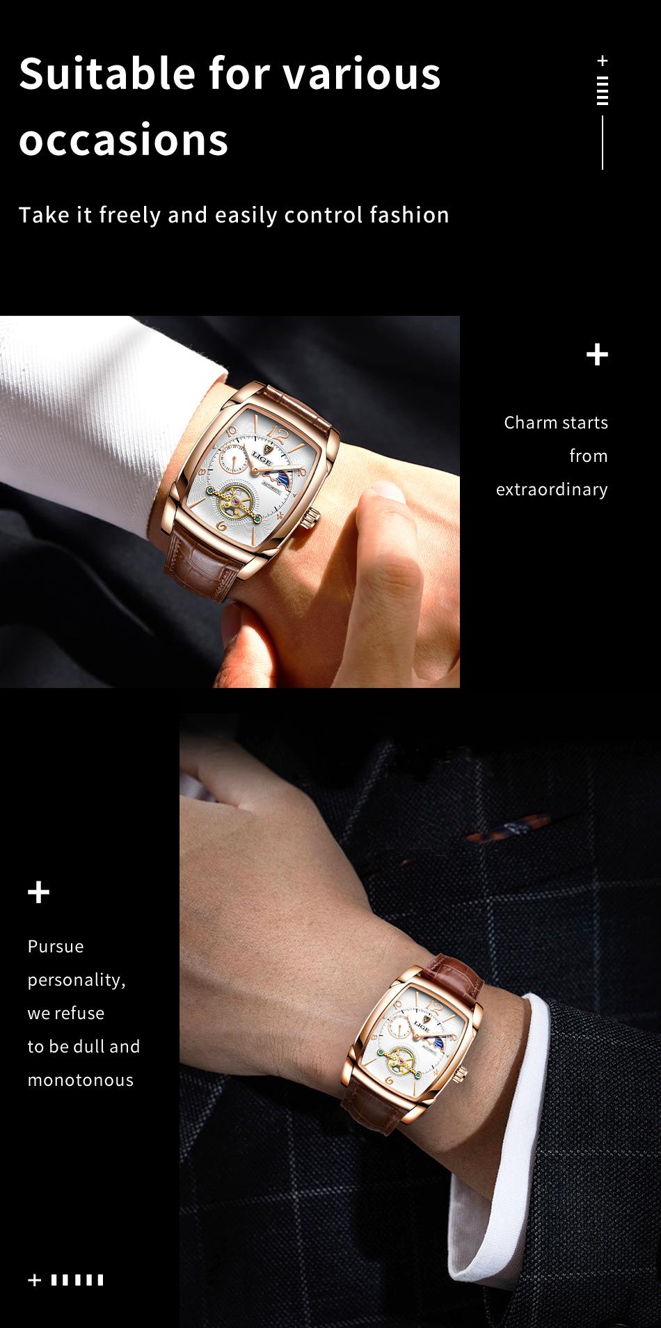 Square Men's Business Watch with Waterproof and Luminous Function at Night chronograph watch analog  watch