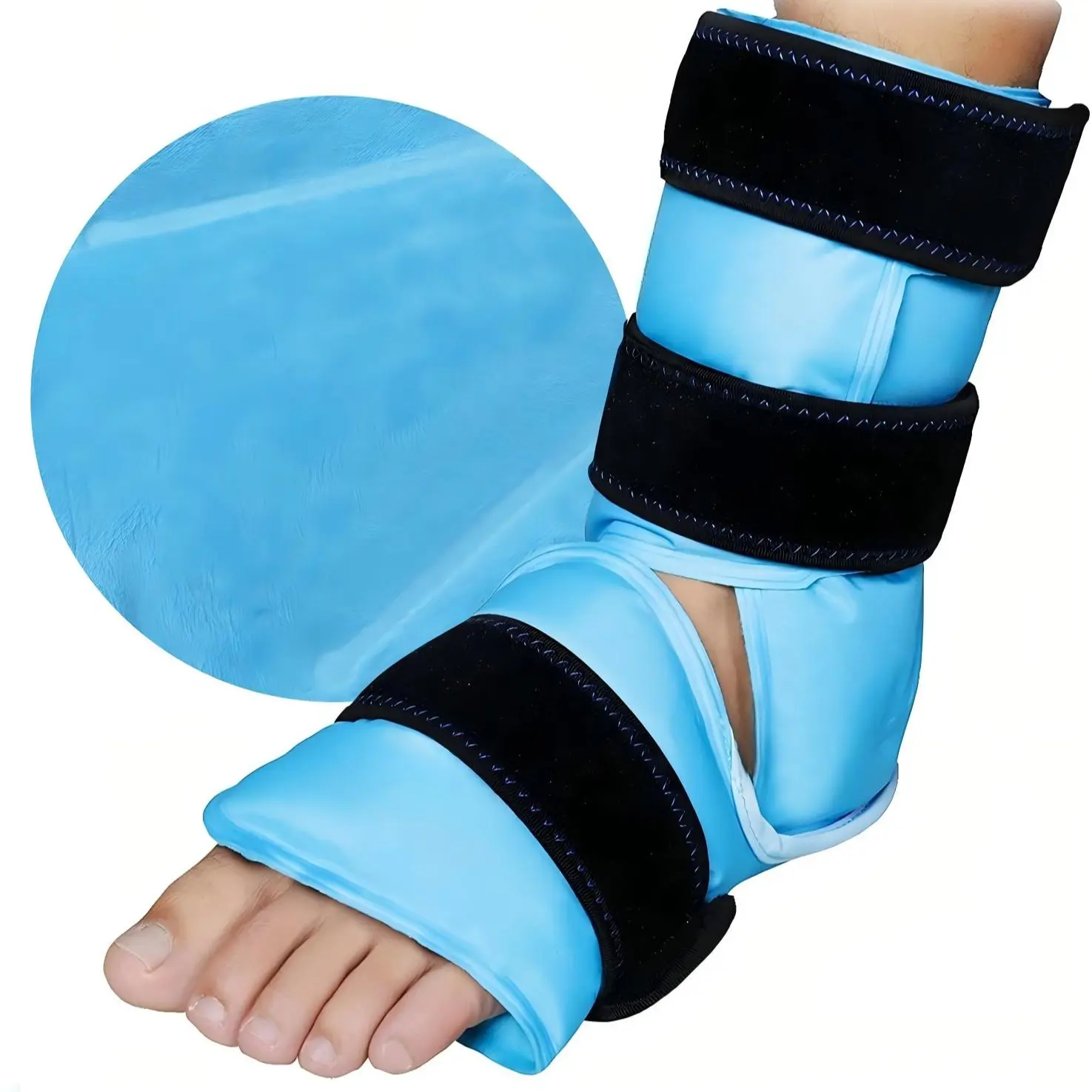Ankle Ice Pack Wrap, Reusable Cold Gel Pack for Foot and Heel, Dual-Sided Design, Soft Plush Lining, Flexible Cold Compress for Achilles and Ankle Support