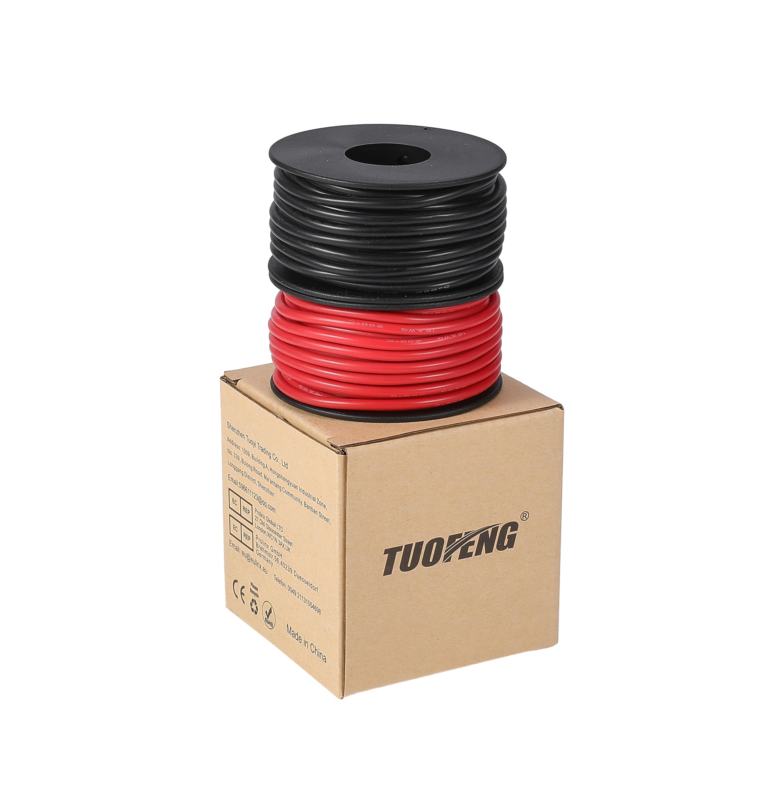 TUOFENG 18awg Wire, 100 Feet Super Flexible Silicone Insulated Hookup Wire 50 ft Black and 50 ft Red 2 Separated Wires Tinned Copper Wire High Temperature Resistance