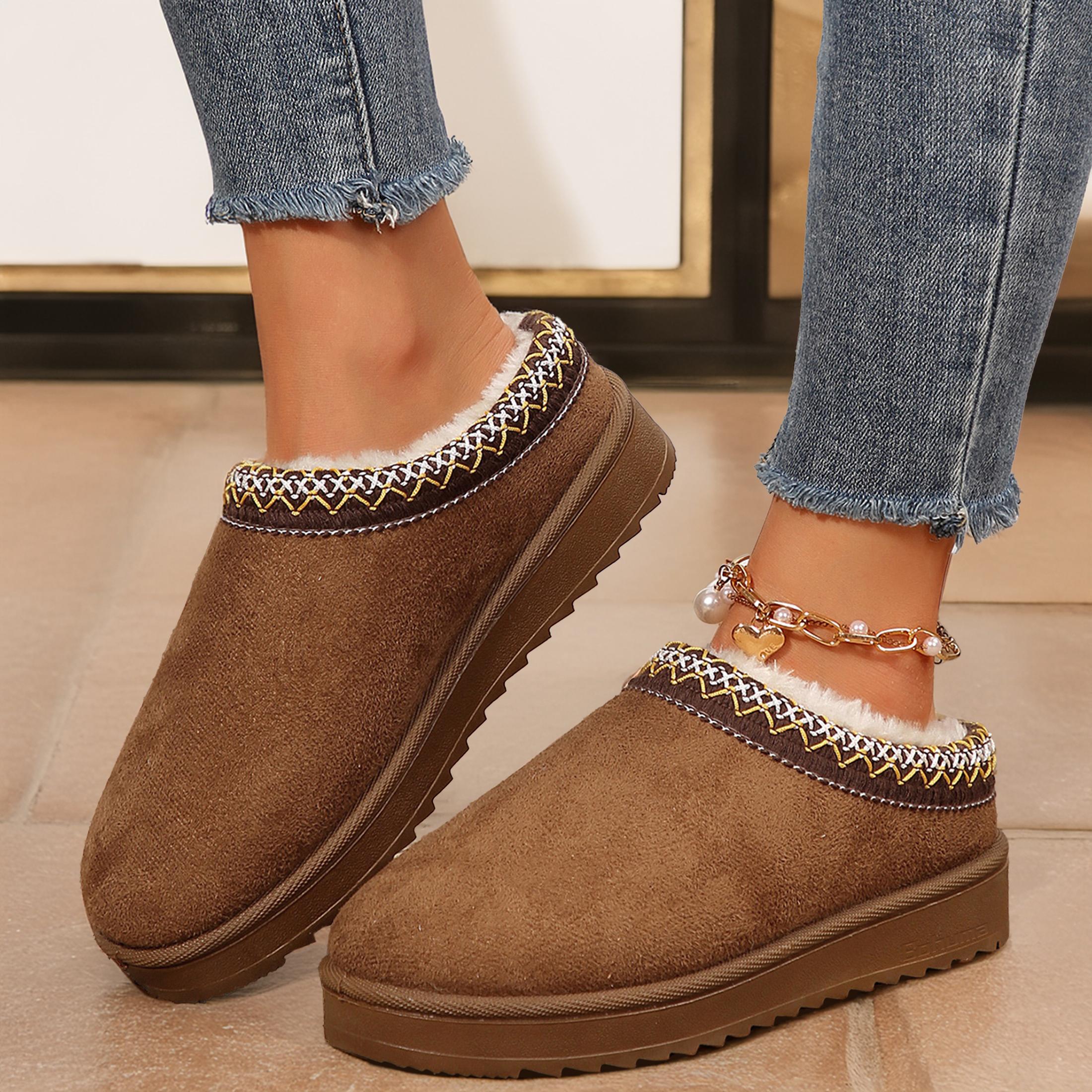 Women's Slippers Mini Boots Faux Warm Winter Mules Cozy Warm House Shoes Indoor and Outdoor