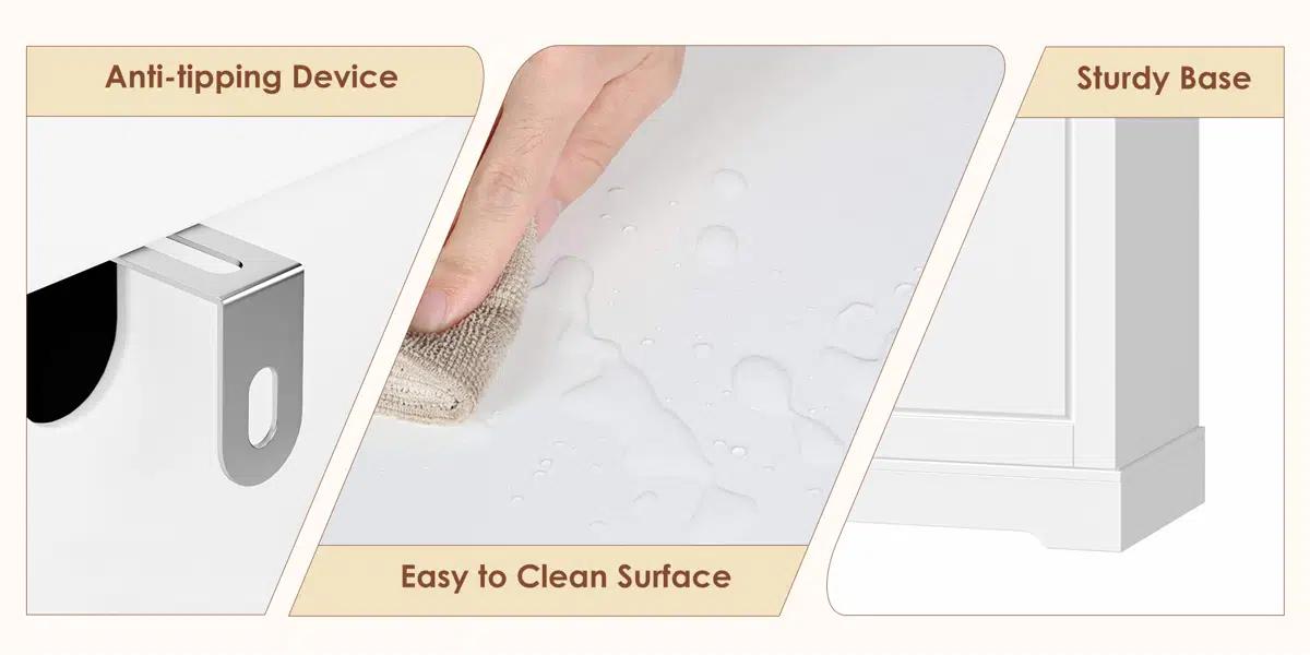 FOTOSOK 74'' Pantry Cabinet, Wood Kitchen Pantry with Microwave Shelf and Adjustable Shelves, Tall Kitchen Hutch with 6 Doors and 2 Drawers